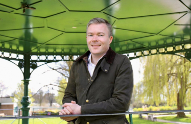 Bradley in a bandstand